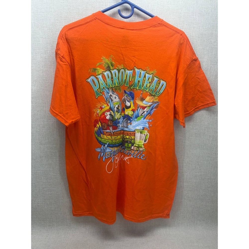 Margaritaville Parrot Head T-Shirt‎ Mens Large Orange Gildan Heavy Cotton Tee